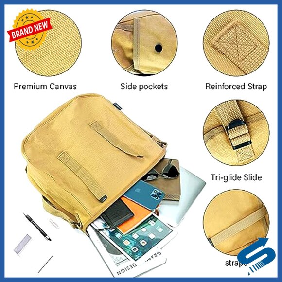 Vintage Canvas Messenger Bag Tactical Military Crossbody Satchel Haversack - Picture 6 of 7